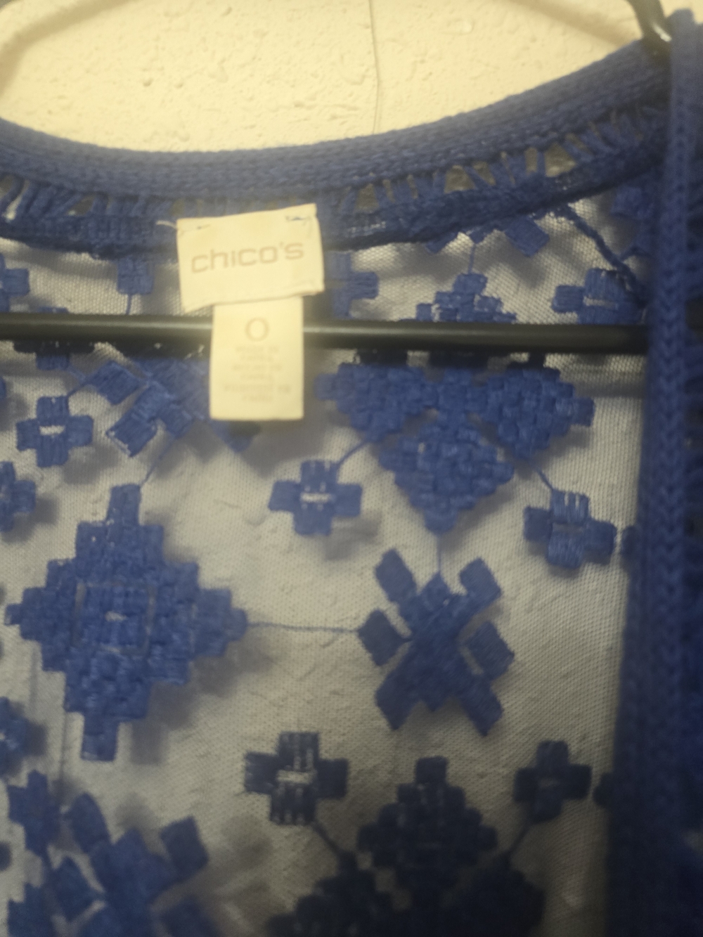 Chico's Royal Blue Lace Overlay Kimono - Picture 5 of 6